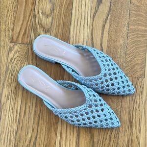 Joie Woven Pointed Mules baby blue EUC
